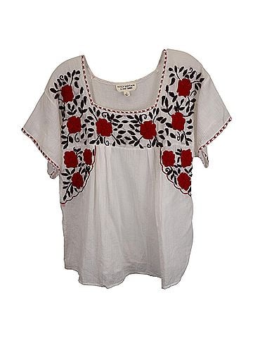 Nili Lotan Nili Lotan Flower Peasant Top in White Cotton (view 1)