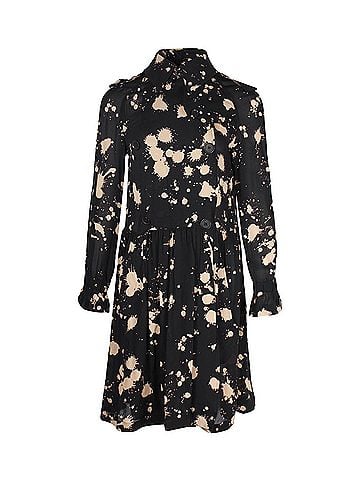 Burberry Burberry Printed Long Sleeve Dress in Black Polyester (view 1)