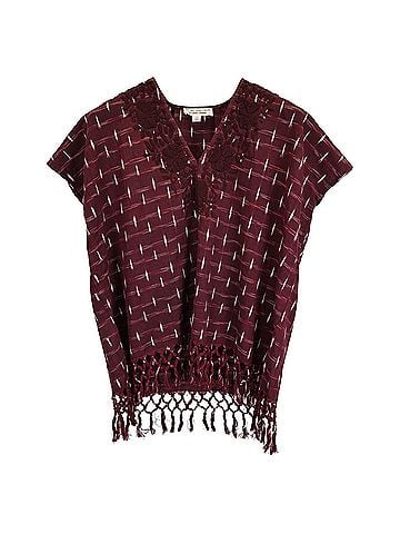 Nili Lotan Nili Lotan V-Neck Printed Top in Burgundy Cotton (view 1)