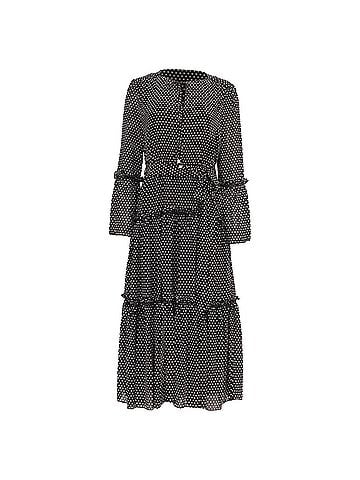 Michael Kors Michael Michael Kors Polka-Dot Print Tiered Dress in Black Polyester (view 1)