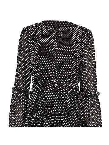 Michael Kors Michael Michael Kors Polka-Dot Print Tiered Dress in Black Polyester (view 2)