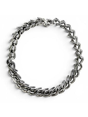 Tiffany & Co. TIFFANY&amp;Co. Tiffany Forge Medium Link Necklace, AG925 Sterling Silver, Oxidized Finish, 18k Gold, Weight 207.4g, Women's. (view 1)
