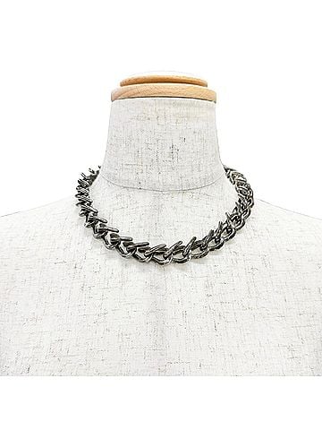 Tiffany & Co. TIFFANY&amp;Co. Tiffany Forge Medium Link Necklace, AG925 Sterling Silver, Oxidized Finish, 18k Gold, Weight 207.4g, Women's. (view 2)