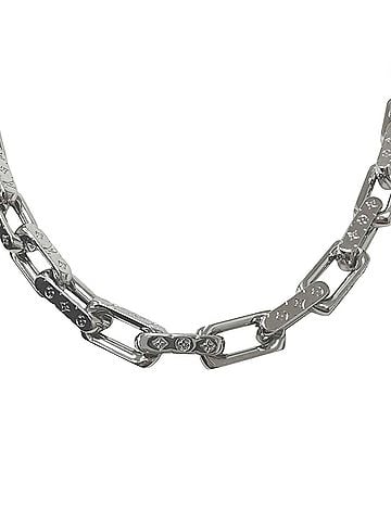 Louis Vuitton LOUIS VUITTON (Louis Vuitton) 2020 model M64196 Collier Chain Monogram Necklace, Silver, Made in Italy, Men's (view 1)