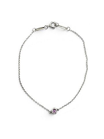 Tiffany & Co. TIFFANY&amp;Co. Tiffany &amp; Co. Elsa Peretti By the Yard 1P Pink Sapphire Bracelet, AG925 Sterling Silver, Made in Spain, Weight 1.0g, Women's. (view 1)