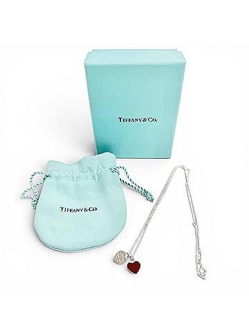 Tiffany & Co. TIFFANY&amp;Co. Tiffany Return to Mini Double Heart Tag Pendant Necklace, AG925 Silver, Red, Weight 3.3g, Women's, Comes with Box and Dust Bag. (view 2)
