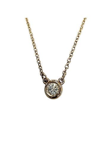 Tiffany & Co. TIFFANY&amp;Co. Tiffany By the Yard 750 (PG) 1P Diamond Approx. 0.14ct Necklace, Purchased June 2014, Gold, Weight 2.3g, Women's, Comes with Box (view 1)