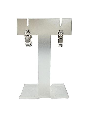 Tiffany & Co. TIFFANY&amp;Co. Tiffany &amp; Co. 750 (WG) 6-Diamond Atlas Hoop Earrings, Pair, Silver, Made in Italy, Weight 5.83g, Women's Accessory (view 2)