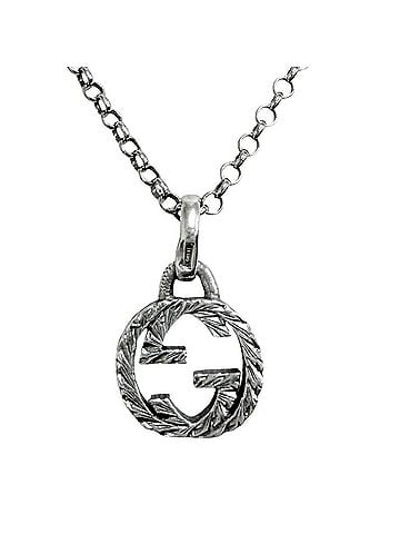 Gucci GUCCI 455535 AG925 Interlocking G Arabesque Chain Necklace, Silver, Made in Italy, Weight 7.2g, Men's (view 1)