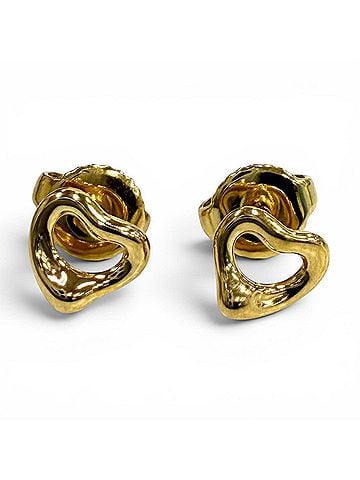 Tiffany & Co. TIFFANY&amp;Co. Tiffany &amp; Co. Elsa Peretti Open Heart Stud Earrings, 750 Extra Mini Yellow Gold, Weight 1.61g, Women's. (view 1)