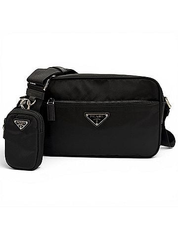 Prada PRADA 1BC167 Nylon Re-Nylon Triangle Logo Plate Shoulder Bag Black Silver Hardware Made in Italy Men's (view 1)
