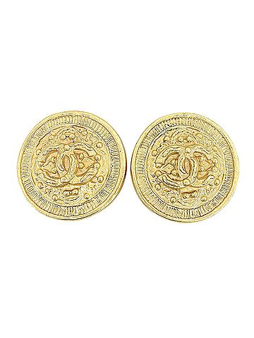 Chanel CHANEL Vintage 94A GP Coco Mark Round Earrings (Pair) - Gold Made in France Women's Comes with Box (view 1)
