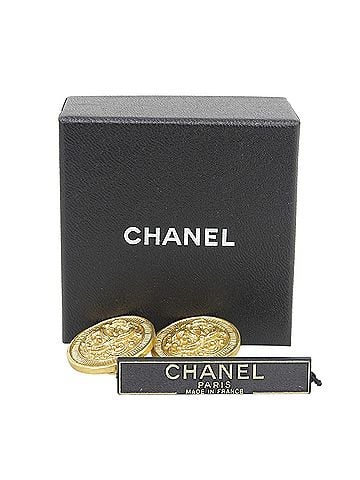 Chanel CHANEL Vintage 94A GP Coco Mark Round Earrings (Pair) - Gold Made in France Women's Comes with Box (view 2)