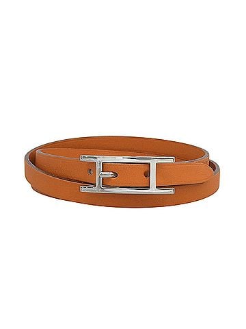 Hermès HERMES Api 3 Silver Hardware Triple Strand Leather Bracelet, Orange, Size M, ?J Stamp, Women's, with Box. (view 1)