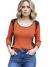 Reba Orange Brown 3/4 Sleeve Top Size M - photo 1