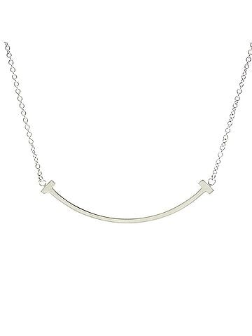 Tiffany & Co. Tiffany Tiffany T Smile Small Size Necklace White Gold (18K) No Stone Men,Women Fashion Necklace (Silver) (view 2)
