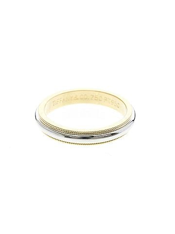 Tiffany & Co. Tiffany Milgrain Band Ring Yellow Gold (18K),Platinum Fashion No Stone Band Ring Gold,Silver (view 1)