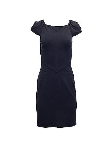 Diane von Furstenberg Diane Von Furstenberg Puffed Sleeve Mini Dress in Navy Blue Viscose (view 1)
