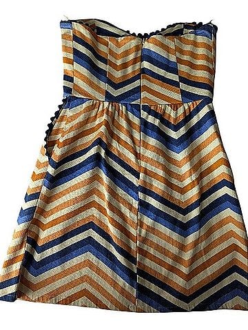 Judith March Retro Chevron Strapless Mini Dress Casual Dress (view 2)