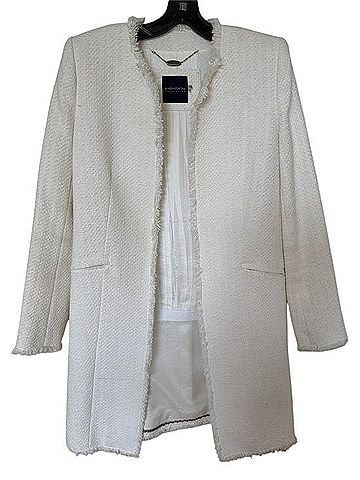 Magaschoni Ivory Tweed Dress Coat Coat (view 1)