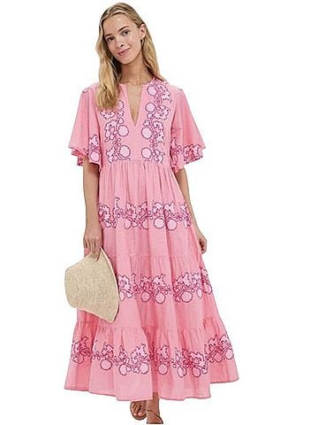 Oliphant Flirty V Neck Maxi Tiered Dress Casual Dress (view 1)