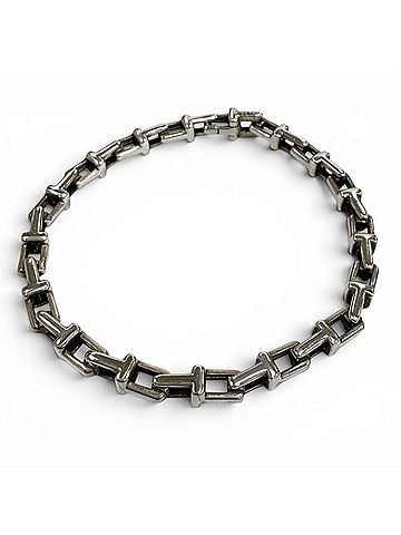 Tiffany & Co. TIFFANY&amp;Co. Tiffany AG925 T Narrow Chain Bracelet, Silver, Made in Italy, Women's Accessory (view 1)
