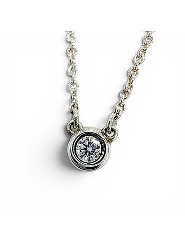 Tiffany & Co. TIFFANY&amp;Co. Tiffany &amp; Co. Elsa Peretti By the Yard 1P Diamond Necklace AG925, setting diameter 3.9mm, Silver, Weight 1.6g, Women's, Comes with box and dust bag. (view 1)