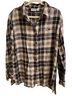 Chico's 100% Linen Plaid Black White Gray Button-Down Shirt Size 2 - photo 1