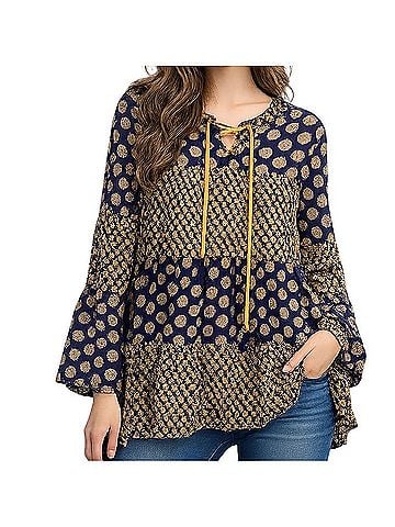 Earthbound Trading Co. Long Sleeve Blouse (view 1)