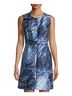 Milly 100% Satin Print Blue White Casual Dress Size 2 - photo 2