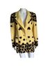Escada 100% Linen Animal Print Yellow Black Blazer Size 10 - photo 1