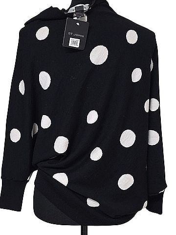 St. John Dot Intarsia Knit Asymmetrical Sweater Pullover Sweater (view 2)