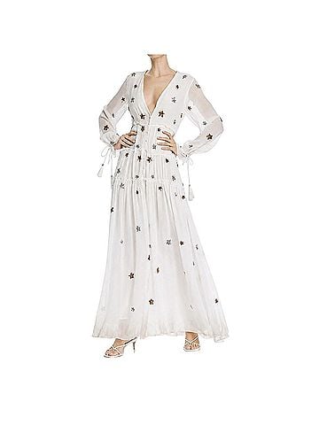 Rococo Sand Sequined Star Tiered Embellished Ruffle Chiffon Maxi Dress Casual Dress (view 1)