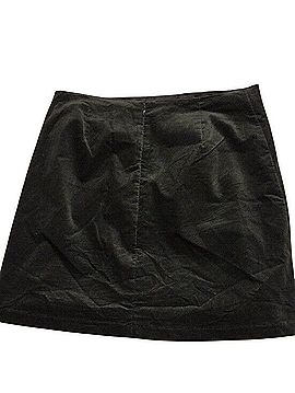 Banana Republic Button-Front Green Velvet Like Mini Skirt Casual Skirt (view 2)