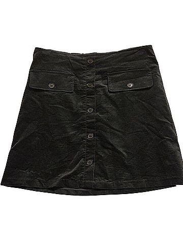 Banana Republic Button-Front Green Velvet Like Mini Skirt Casual Skirt (view 1)