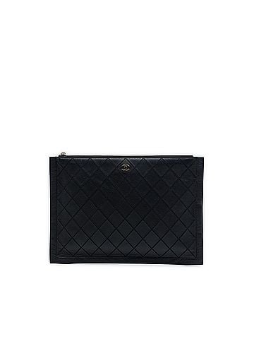 Chanel Large Quilted Stitched Calfskin Zip Pouch (view 1)