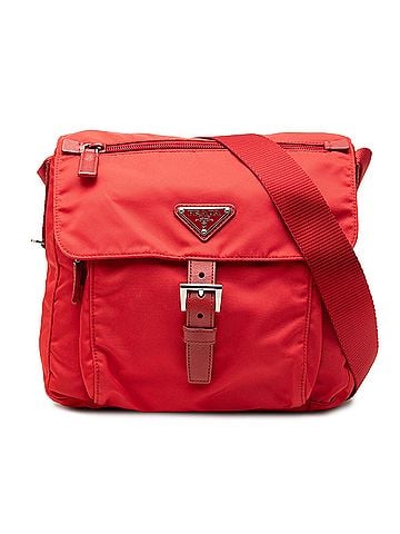 Prada Saffiano Trimmed Tessuto Zip Buckle Messenger Bag (view 1)