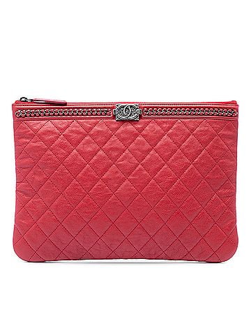 Chanel Medium Quilted Lambskin Chain Boy O Case Clutch (view 1)