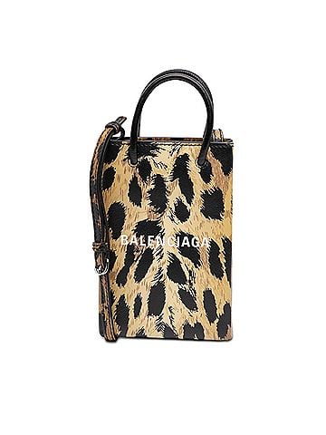 Balenciaga Mini Leopard Print Logo Shopping Phone Holder (view 1)