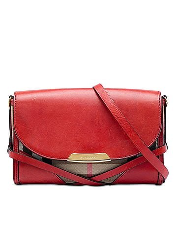 Burberry Leather and House Check Canvas Bridle Abbott Crossbody (view 1)