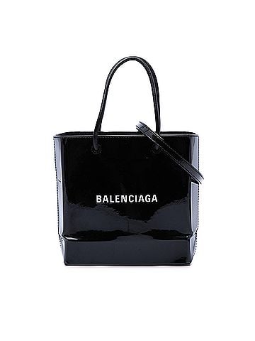 Balenciaga Patent Logo Shopping Tote XXS (view 1)
