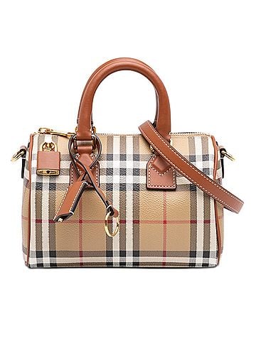 Burberry Mini House Check Coated Canvas Bowling Bag (view 1)