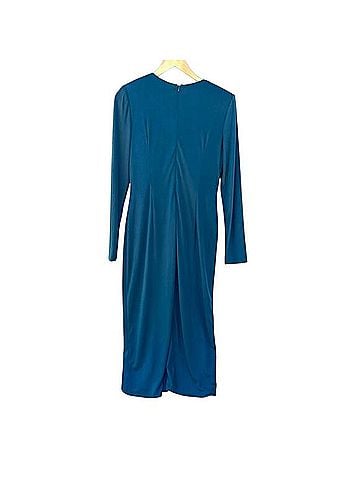 Badgley Mischka Slinky Satin Draped Midi Wrap Cocktail Dress Cocktail Dress (view 2)