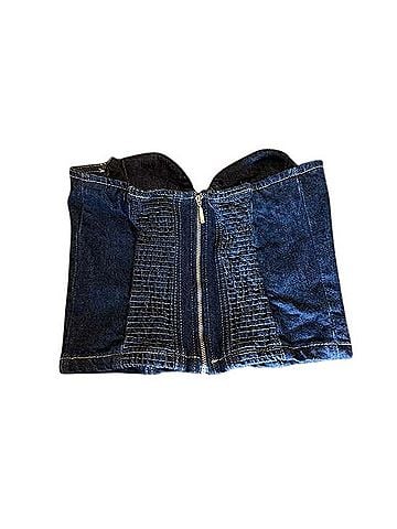 Zara Dark Denim Topstitching Strapless Bustier Corset Top Tank Top (view 2)