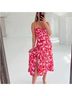 Astr 97% Polyester 3% Elastane 100% Polyester Floral Red Pink Cocktail Dress Size M - photo 5