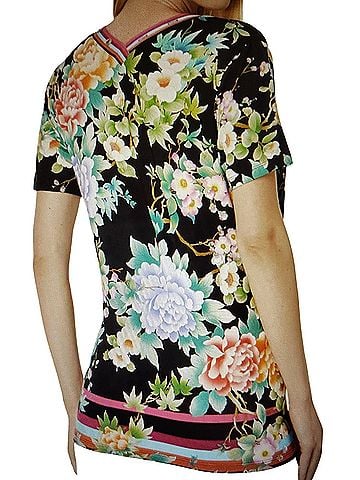 Johnny Was Janie favorite button neck Le Jardin Short Sleeve Top (view 2)