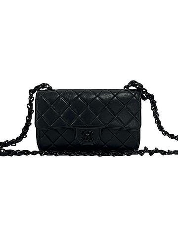 Chanel CHANEL Vintage Matelassé Coco Mark Lambskin Chain Shoulder Bag Black b60-8 (view 1)