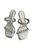 Tamara Mellon 100% Leather Silver Sandals Size 7 - photo 5