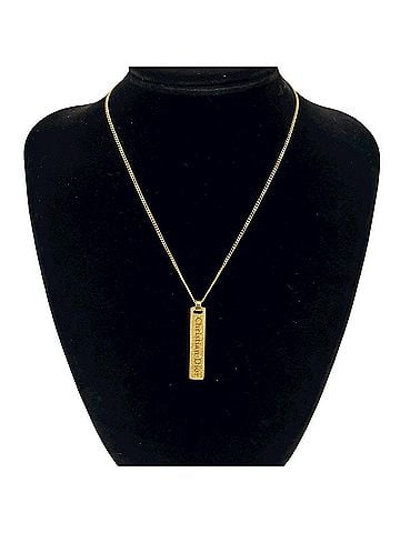 Christian Dior Christian Dior Vintage Logo Plate GP Rhinestone Necklace, Gold, Item No. 49813 (view 2)