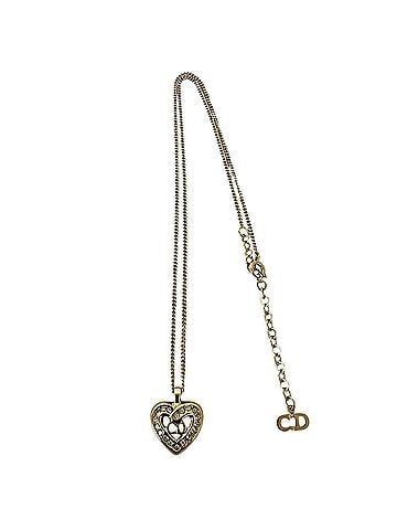 Christian Dior Christian Dior CD Logo Heart Motif GP Rhinestone Necklace Pendant Gold 49769 (view 1)